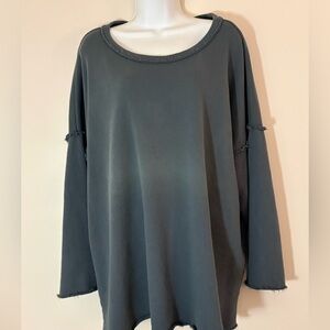 Womens Size XL Eileen Fisher Fleece Sweatshirt Raw Hem